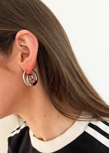 Load image into Gallery viewer, Kya Swirl Hoops Silver