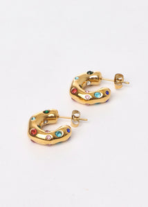 Noa Chunky Rainbow Hoop Gold