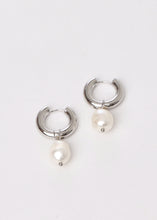 Load image into Gallery viewer, Ila Pearl Hoop Silver
