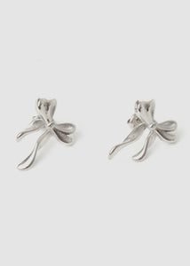 Bow Stud Earrings Silver