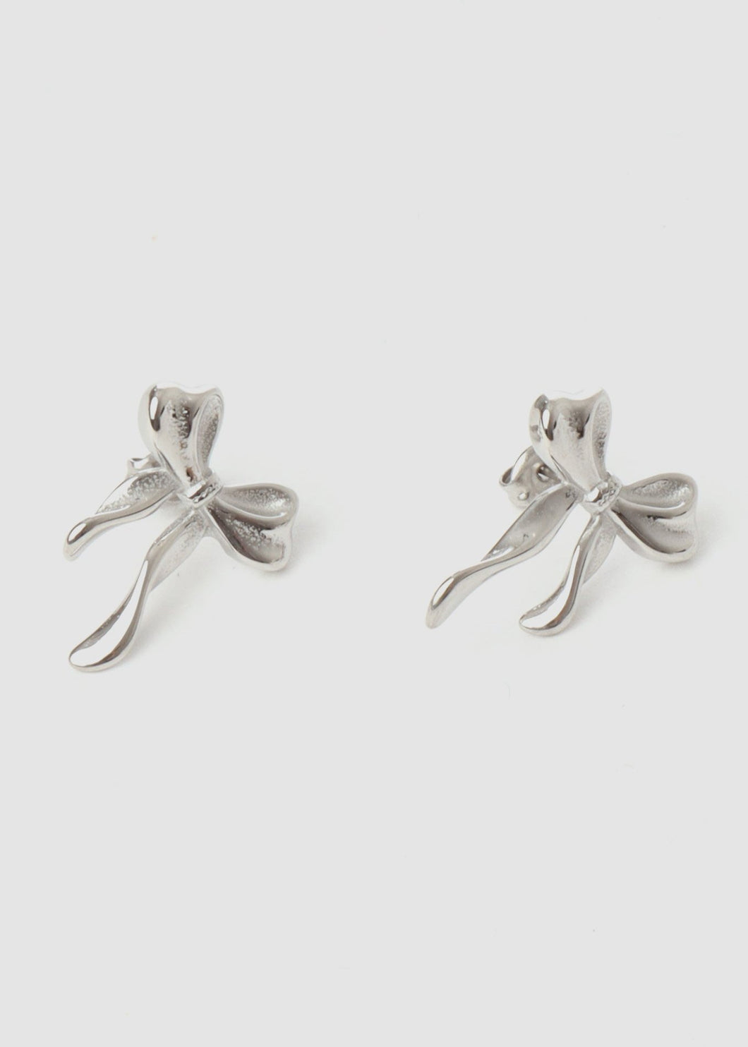 Bow Stud Earrings Silver