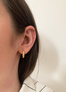 Row Textured Rectangle Hoops Gold