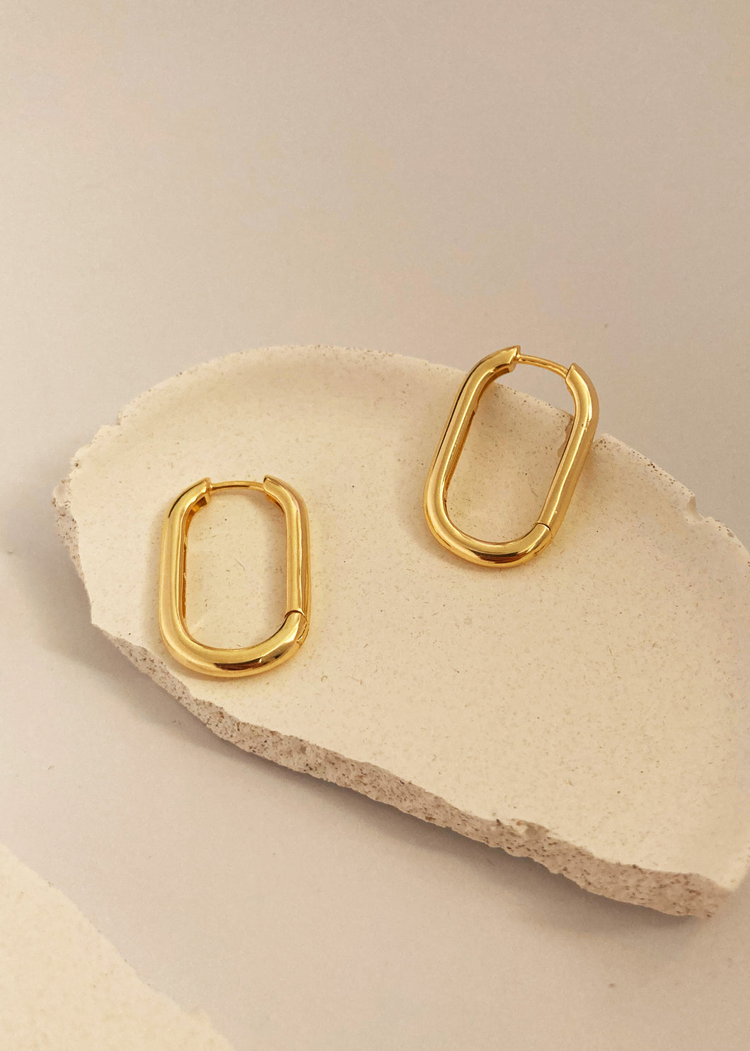 Row Rectangle Hoop Gold Large